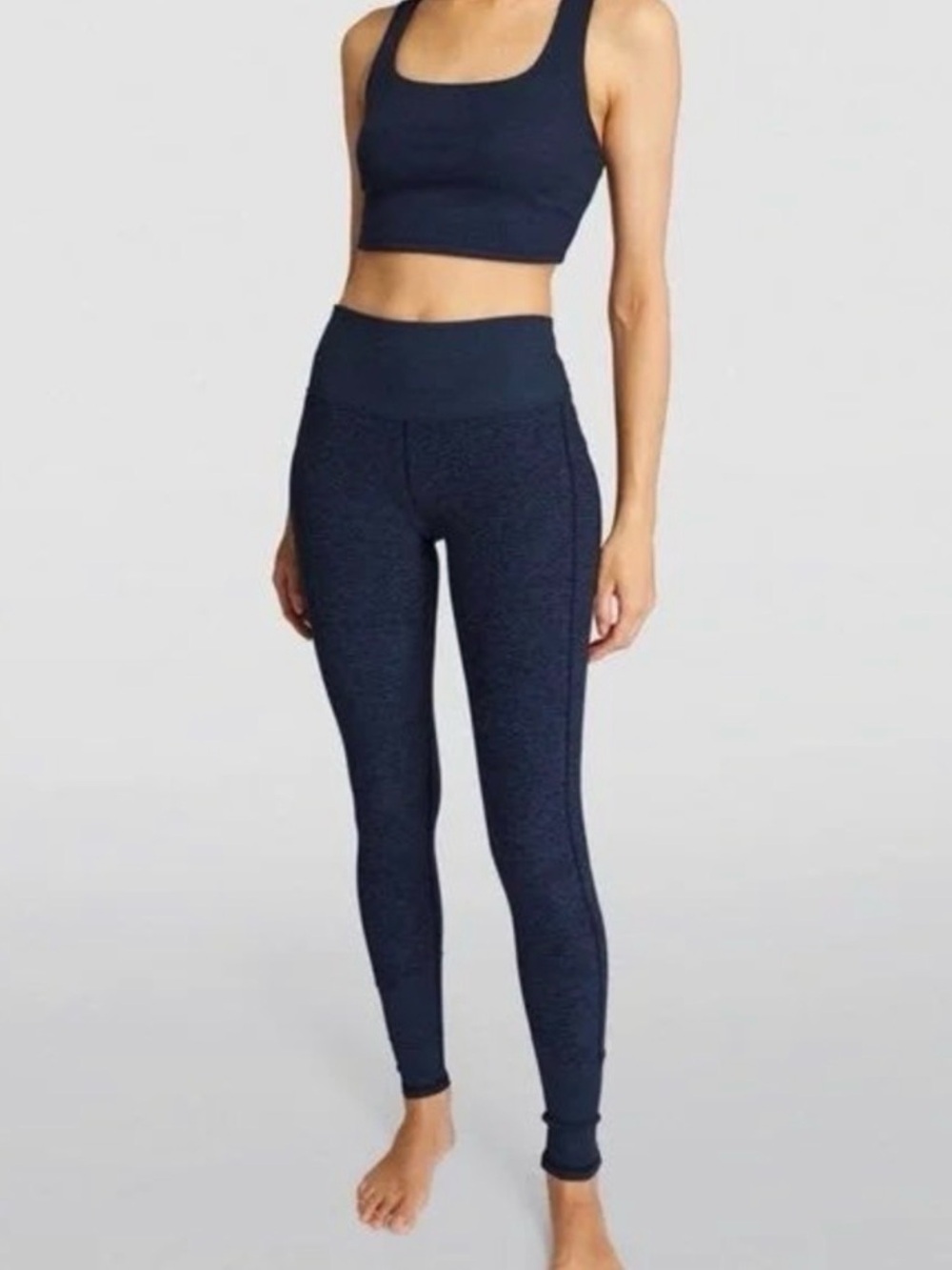 ALO Yoga Set! Alosoft Navy Marl High-Rise Leggings and Sports Bra